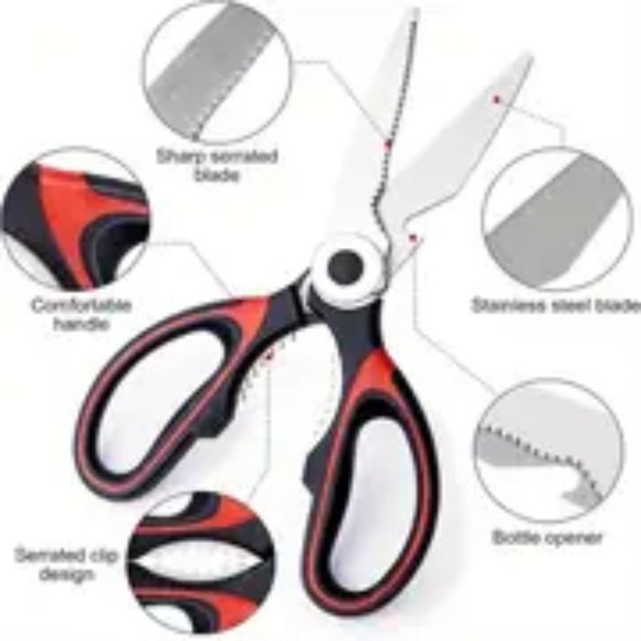 2 pack Heavy Duty Kitchen Scissors - Dishwasher Safe Meat, Poultry, and General - Picture 5 of 8